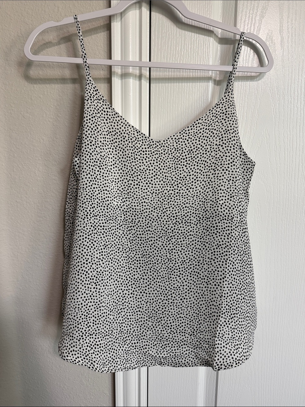 mine White and Black Polka Dot V-Neck Cami